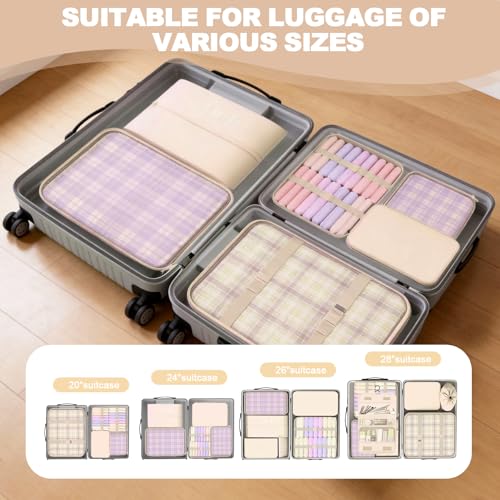 8 Set Packing Cubes for Travel, Suitcase Organizer Bags for Luggage (Cream) - color: Cream