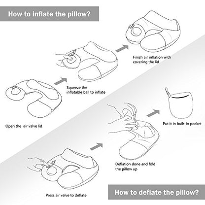 Keemall Inflatable Travel Neck & Shoulder Pillow for Airplanes&Long Trips - color: Gray, size: Medium