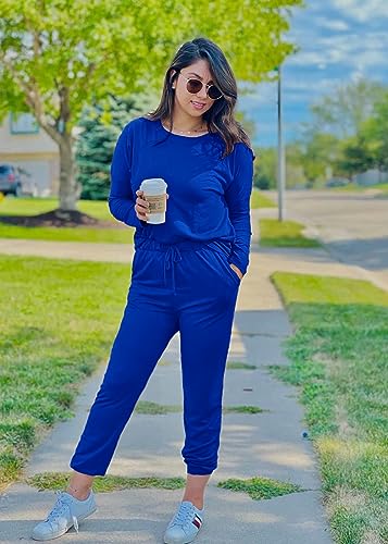 PRETTYGARDEN Travel Outfit Women 2 Piece Lounge Sets - color: Blue, size: 3X-Large