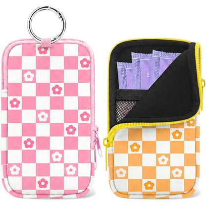 2PCS Tampon Holder Zipper Pouches Portable Period Bags - color: Flower Plaid