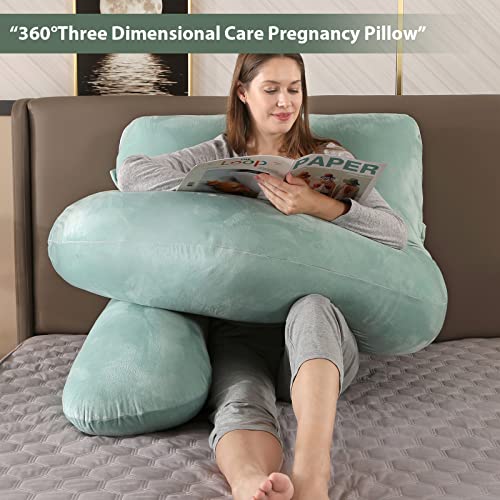 BATTOP Pregnancy Pillows for Sleeping- U Shaped Full Body Maternity Pillow, Pregnancy Pillow for Side Sleepers with Removable Cover, Supports Back, Hips, Belly & Legs (Light Green) - color: Light Green