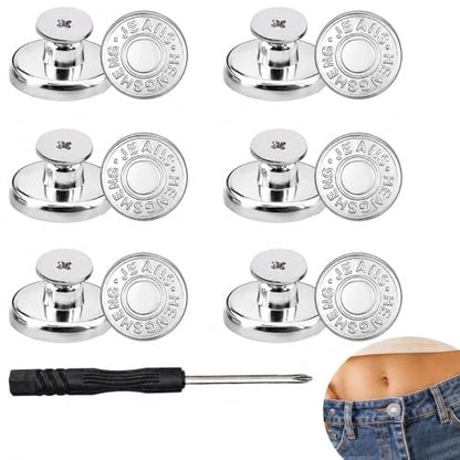 Button Extenders for Jeans and Pants - color: 12-pcs Silver Buttons