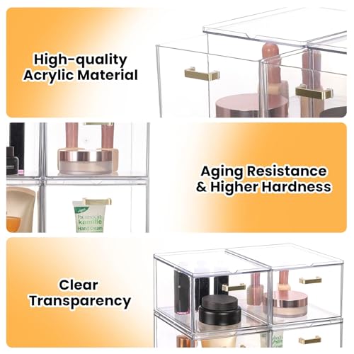 LALOBLUE Stackable Clear Acrylic Drawer Baby Bottle Makeup Organizer - size: 2 Middle+2 Big+1 Long