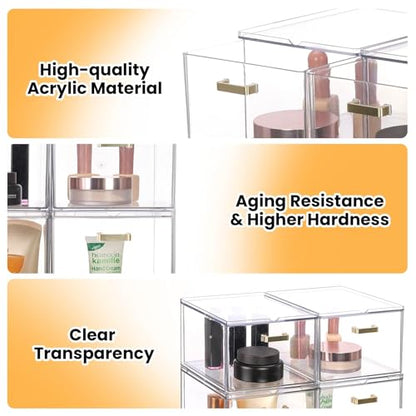 LALOBLUE Stackable Clear Acrylic Drawer Baby Bottle Makeup Organizer - size: 2 Middle+2 Big+1 Long