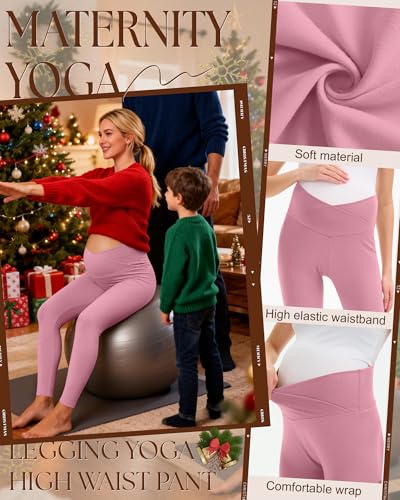 3 Pack Women's Maternity Leggings Pregnancy Pant - color: Black, Mixed Gray, Pink, size: Small