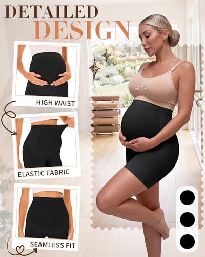 3 Pack Maternity Shapewear Shorts - color: Black, Black, Black, size: XX-Large