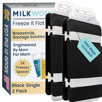 Freeze It Flat Breastmilk Freezer Organizer (Black, Single 2pk) - color: Black, size: Single 2-pk