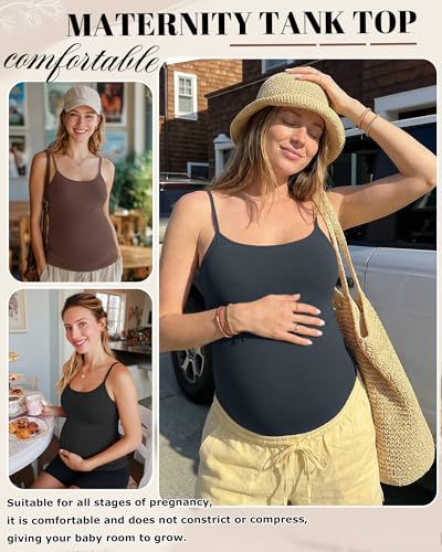 Ficerd 4 Pack Womens Maternity Nursing Tank Tops - color: Charcoal Gray, Cream, Brown, Black, size: Small