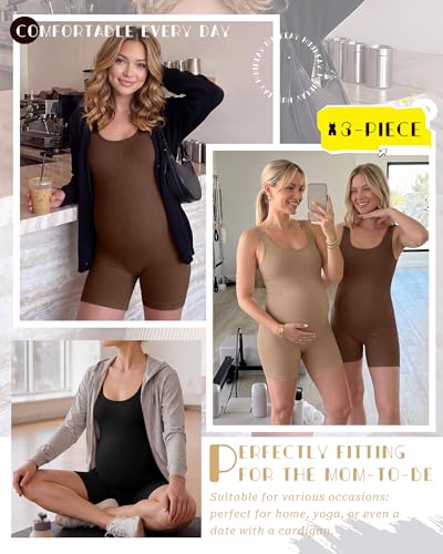 3 Pack Maternity Bodysuits - color: Khaki, Coffee, Black, size: Large