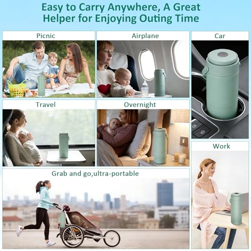 Portable Breast Milk Cooler for Outdoors & Work, 360° Total Cooling Keeps Milk Fresh for 24 Hours, 19oz Large Capacity Travel Breastmilk Chiller with Temp Display & 2pcs Bottle for Breastmilk Storage