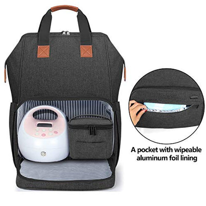 LUXJA Breast Pump Backpack Storage Bag for Cooler Bag & Laptop, Black - color: Black (Pump Bag)
