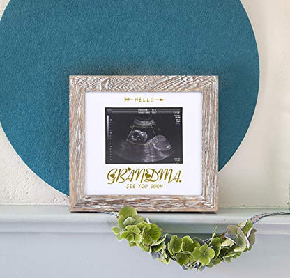 IHEIPYE Grandma Sonogram Picture Frame Announcement Gift Weathered White - color: Rustic White with Gold Text, size: Single Opening - 1 Pack