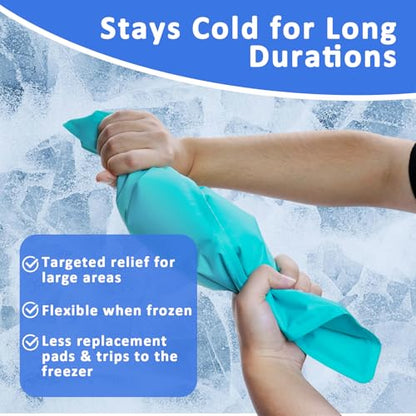 Large Nylon Gel Ice Pack - Reusable No-Strap Cold Therapy Pad, Flexible for Back/Neck/Thighs, Full Coverage Pain Relief for Home/Office (1 Pack)