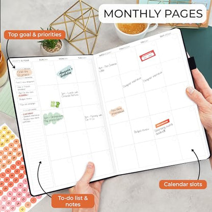 Clever Fox Appointment Book, 15-Minute Daily Planner, Undated Black - color: Black