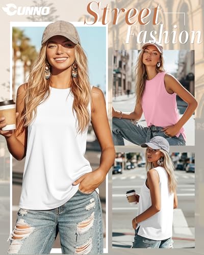 2 Pack Women's Sleeveless Tank Tops - color: White, Pink, size: Medium