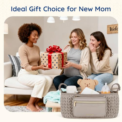 mommore Universal Stroller Organizer with Insulated Cup Holders - color: Light Cafe