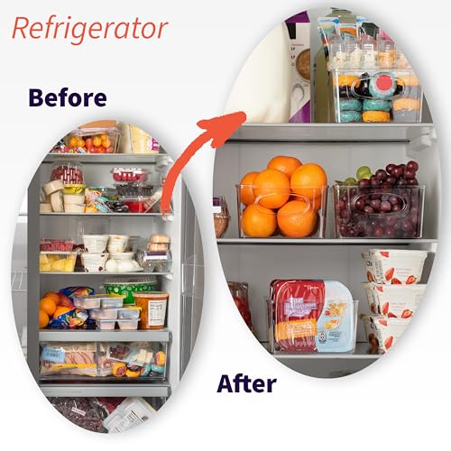 ClearSpace Pantry Storage Bins with Removable Dividers, XL, 2 Pack - size: 15"L x 7.5"W x 3.5"H
