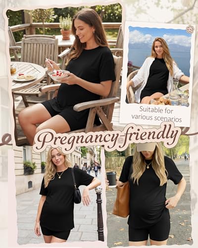 Women's Maternity Pajamas Set 2 Piece Outfits - color: Black, size: X-Large