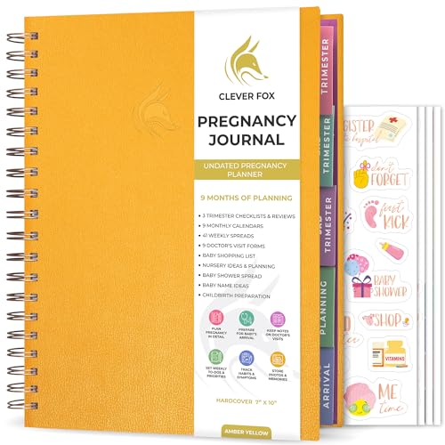 Clever Fox Pregnancy Journal, Expecting First Time Mom Planner Amber Yellow - color: Amber Yellow, size: 9" x 10.5" Regular Edition