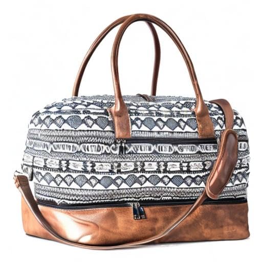 MyMealivos Canvas Weekender Bag Travel Duffel Shoe Compartment Overnight - color: black