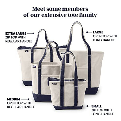 Lands' End Zip Canvas Tote - color: Natural/Black, size: Small Regular Handle