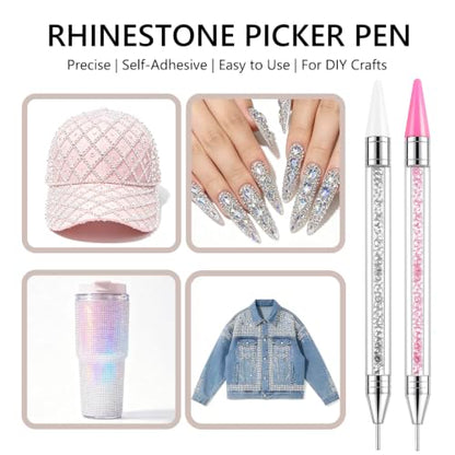 Bedazzling Tools Pen Kit Diamond Painting Wax Pencil Rhinestone Picker Tool - color: Pink