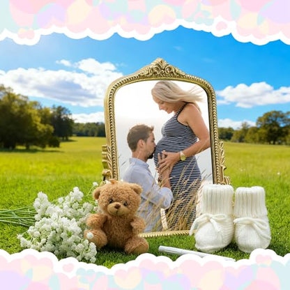 Pregnancy Announcement Mirror Set Newborn Shoes Flower Bear Pen