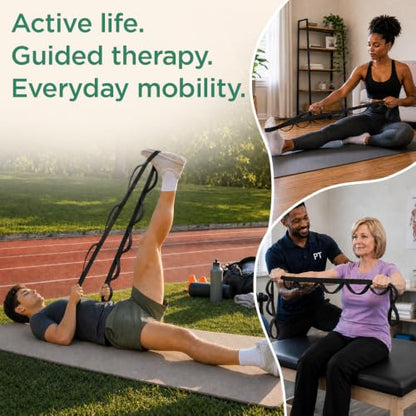 TECEUM Stretching Strap with 10 Loops for Physical Therapy & Rehab - color: Black, size: Polypropylene 1” W - 10 Loops