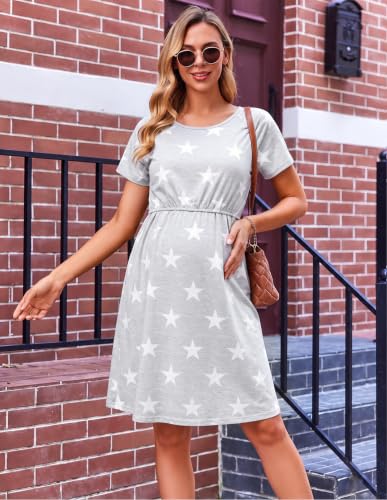 Women's Maternity Nursing Nightgown with Double Layer Breastfeeding Design - color: White, size: X-Large
