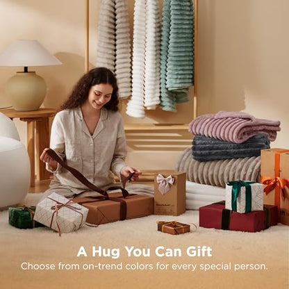 Bedsure Soft Cozy Full Size Fleece Blankets for Bed Off White 84"x90" - color: Off White, size: Full