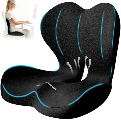 Memory Foam Seat Cushion for Office Chair and Car Seat - color: Black