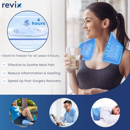 REVIX Neck Ice Pack Wrap – Reusable Hot Cold Gel Pack for Neck and Shoulder - style: Neck Blue-1 Pack