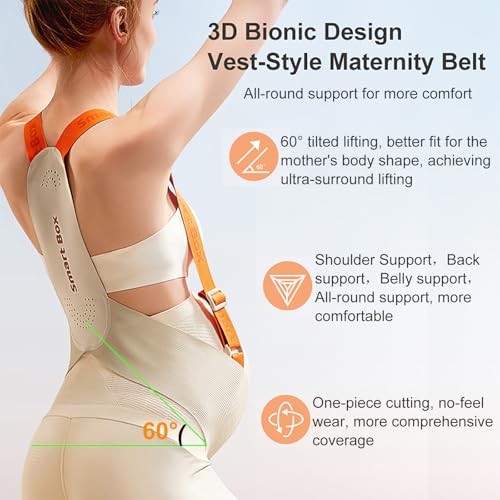 Maternity Belly Band with Shoulder Straps - Breathable Pregnancy Support Belt for Lower Back & Pelvic Pain Relief - Adjustable Abdominal Binder for Walking, Exercise & Work (Grey-Medium)