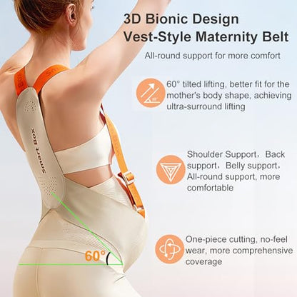 Maternity Belly Band with Shoulder Straps - Breathable Pregnancy Support Belt for Lower Back & Pelvic Pain Relief - Adjustable Abdominal Binder for Walking, Exercise & Work (Grey-Small)