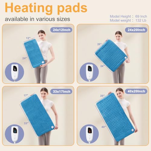 Heating Pad,Electric Heating Pads,Heating Pad for Back,Blue,24x20 Inch - color: Blue, size: 24x20 Inch