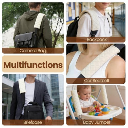 Amooca 2 Pack Seat Belt Covers Soft Shoulder Pad for Cars & Backpack - color: Off White