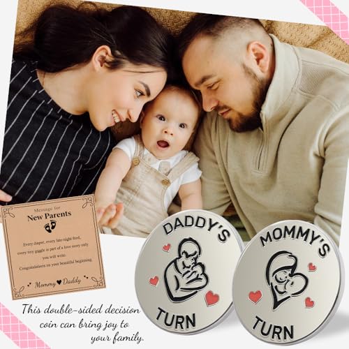 Lovely Double-Sided New Parents Funny Decision Coin with Blessing Card - color: Styleb-silver