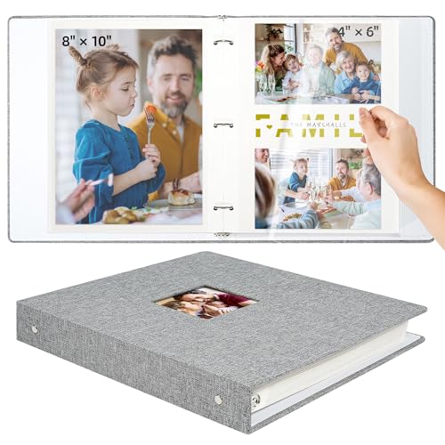 Vienrose Self Adhesive Photo Album 3 Ring Binder 40 Sheets 80 Pages Grey - color: Grey, size: 40 Sheets/80 Pages