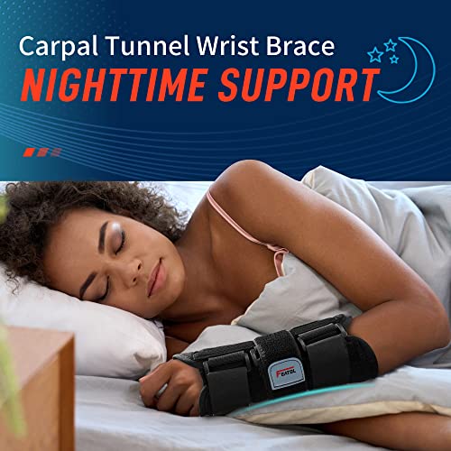 FEATOL Carpal Tunnel Wrist Brace Night Support, Adjustable Right Hand Brace - size: Medium/Large (Pack of 1), style: Right Hand -Black