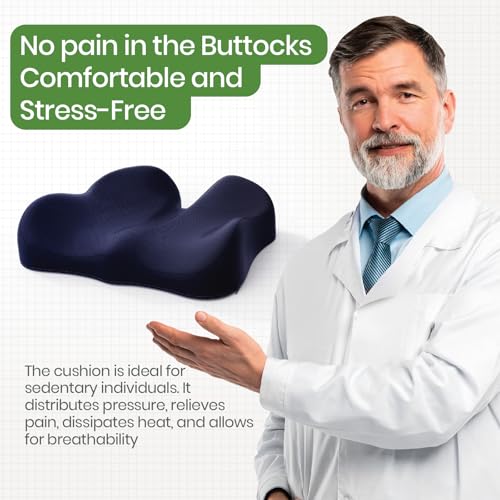 A-Pce Ergonomic Seat Cushion, Non-Slip Seat Cushion for Office Chair, Blue - color: Deep Blue