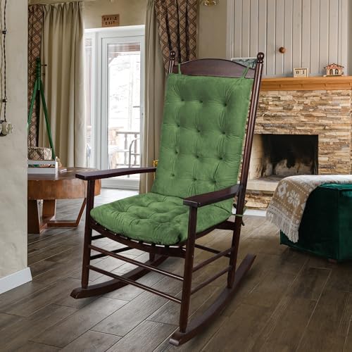 ELFJOY Rocking Chair Cushions Tufted High Back and Seat Cushion Green - color: Green