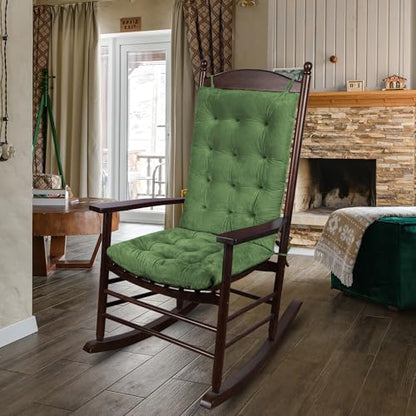 ELFJOY Rocking Chair Cushions Tufted High Back and Seat Cushion Green - color: Green