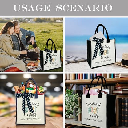 Important Stuff Shoulder Beach Bag - Canvas Tote Bag Gifts - color: Gigi