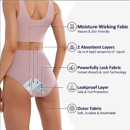 High Rise Incontinence Underwear for Women Leak Proof Panties 2 Pack - color: Dusk, size: Small