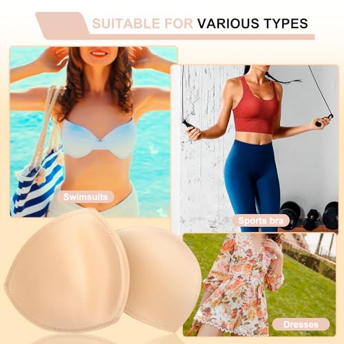 3 Pairs Bra Pads Inserts Push up, Breathable Breast Enhancers Inserts for Sport Bra, Sew in Bra Cups for Dresses - size: C/D/E
