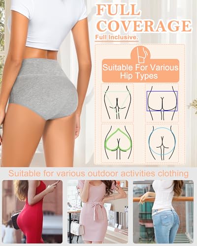 MISSWHO Cotton High Waisted Women Underwear Soft Briefs Full Coverage Comfy Ladies Panties (Regular & Plus Size) - color: 5 Pack=multicolor-a2, size: X-Large