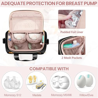 Fasrom Wearable Breast Pump Bag with Breastmilk Cooler Compartment - color: Black