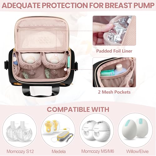 Fasrom Wearable Breast Pump Bag with Breastmilk Cooler Compartment - color: Black