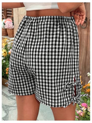 MakeMeChic Women's Maternity Shorts Plaid Elastic High Waist Summer Short - size: XX-Large