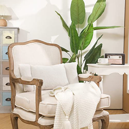 Queekay Fleece Lumbar Support Pillow 3 Section for Office Chair, White - color: White